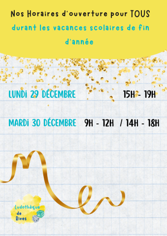 Horaires de fin d'année